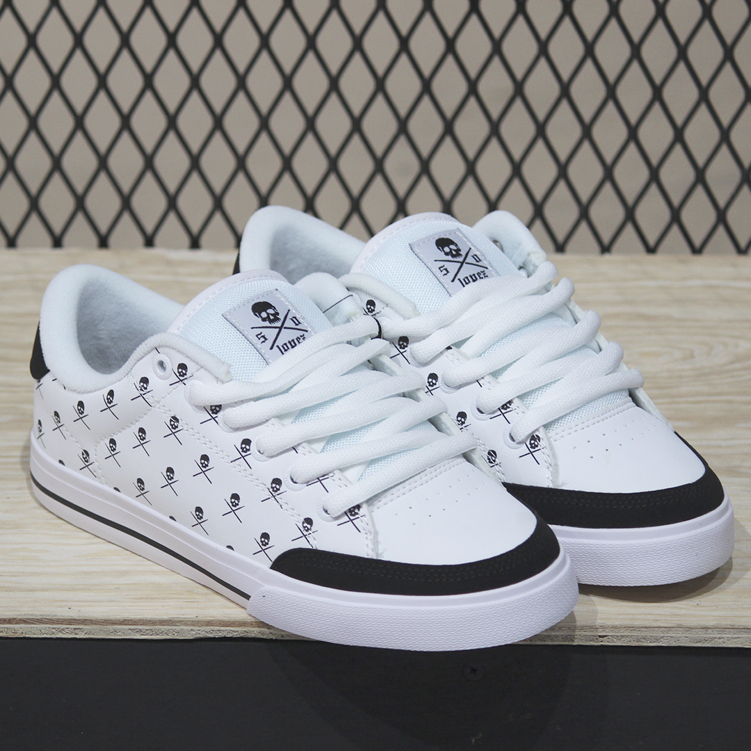 Tenis C1rca AL 50 White Black Skull Synthetic Nubuck Leather Mesh