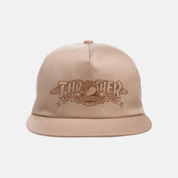 Gorra Thrasher X AntiHero Mag Banner Khaki