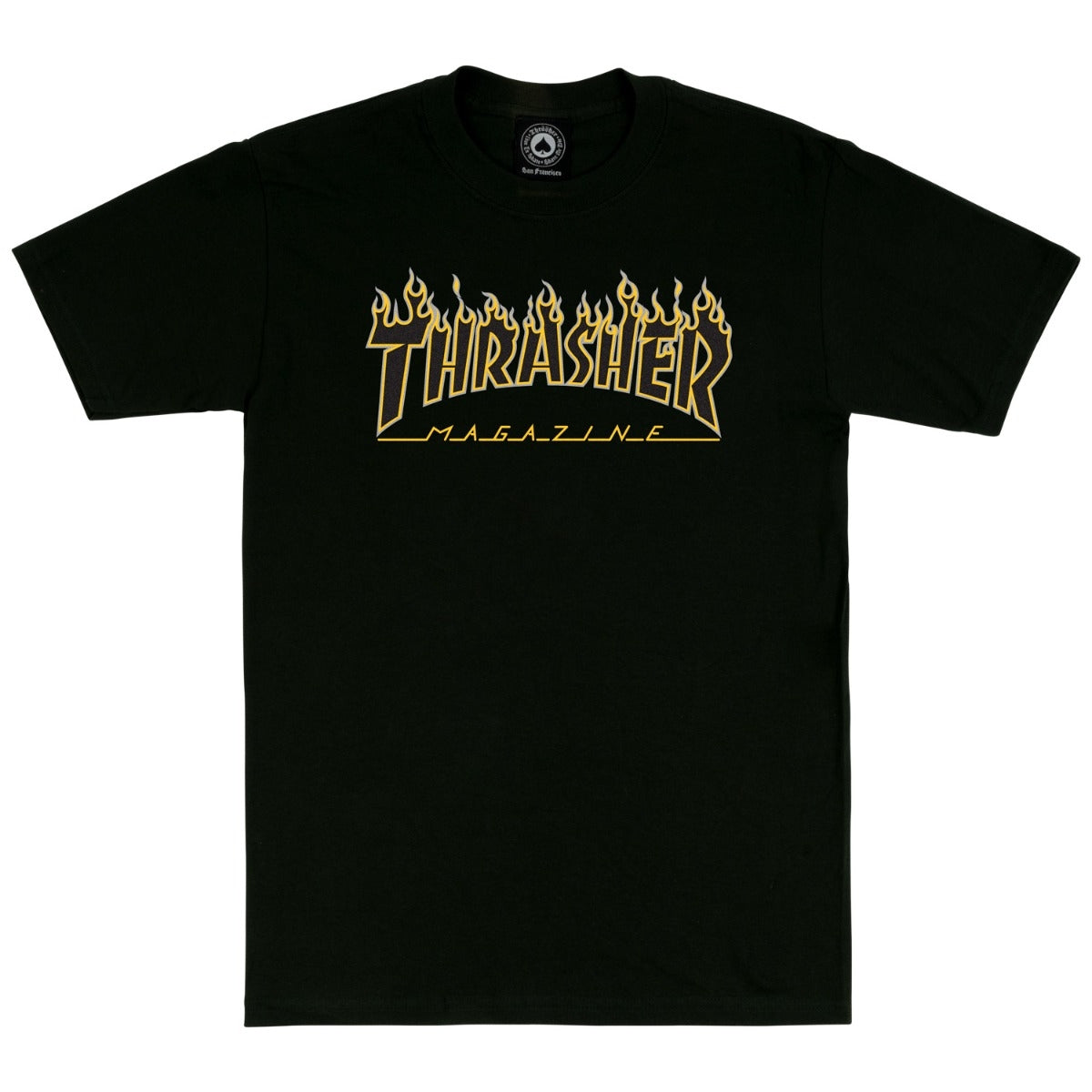 Playera Thrasher Flame Logo Black Yellow