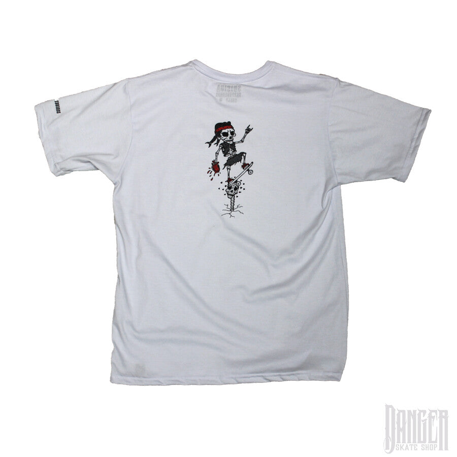 Playera Suicida Skateboards Breaking Hearts White