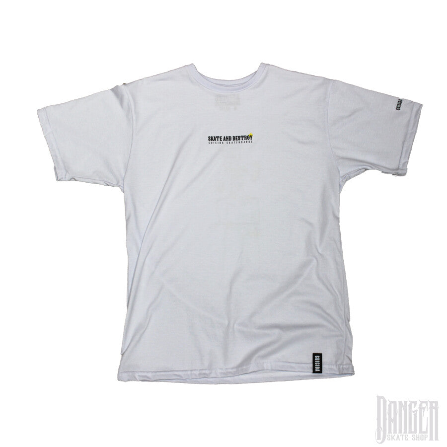 Playera Suicida skateboards Skate And Destroy White